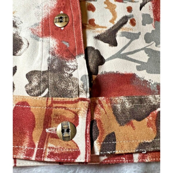 Christopher & Banks Blazer Womens Size Large Tan Multicolor Full‎ Button Stretch - Picture 7 of 11